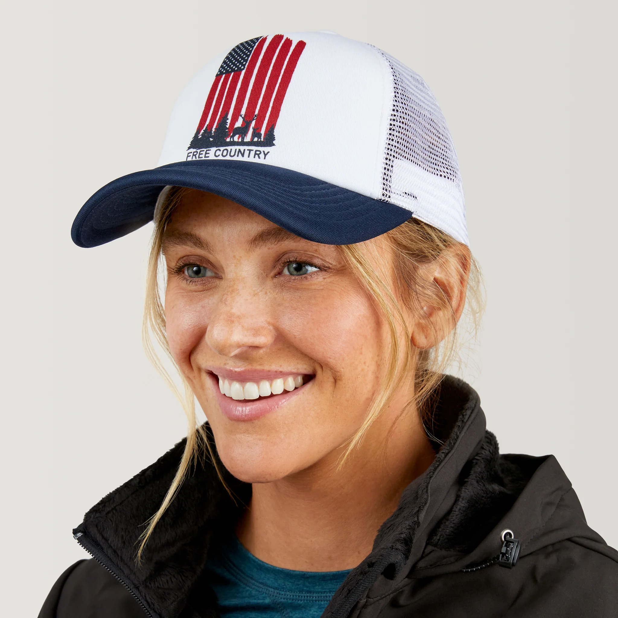 Free Country Five Panel American Flag Foam Trucker Hat - Image 3