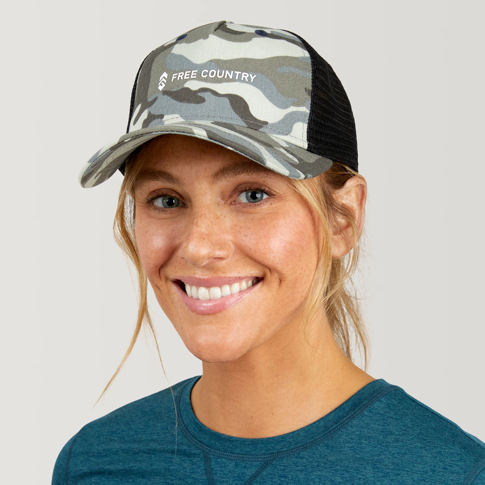 Free Country Five Panel Camo Trucker Hat - Image 5