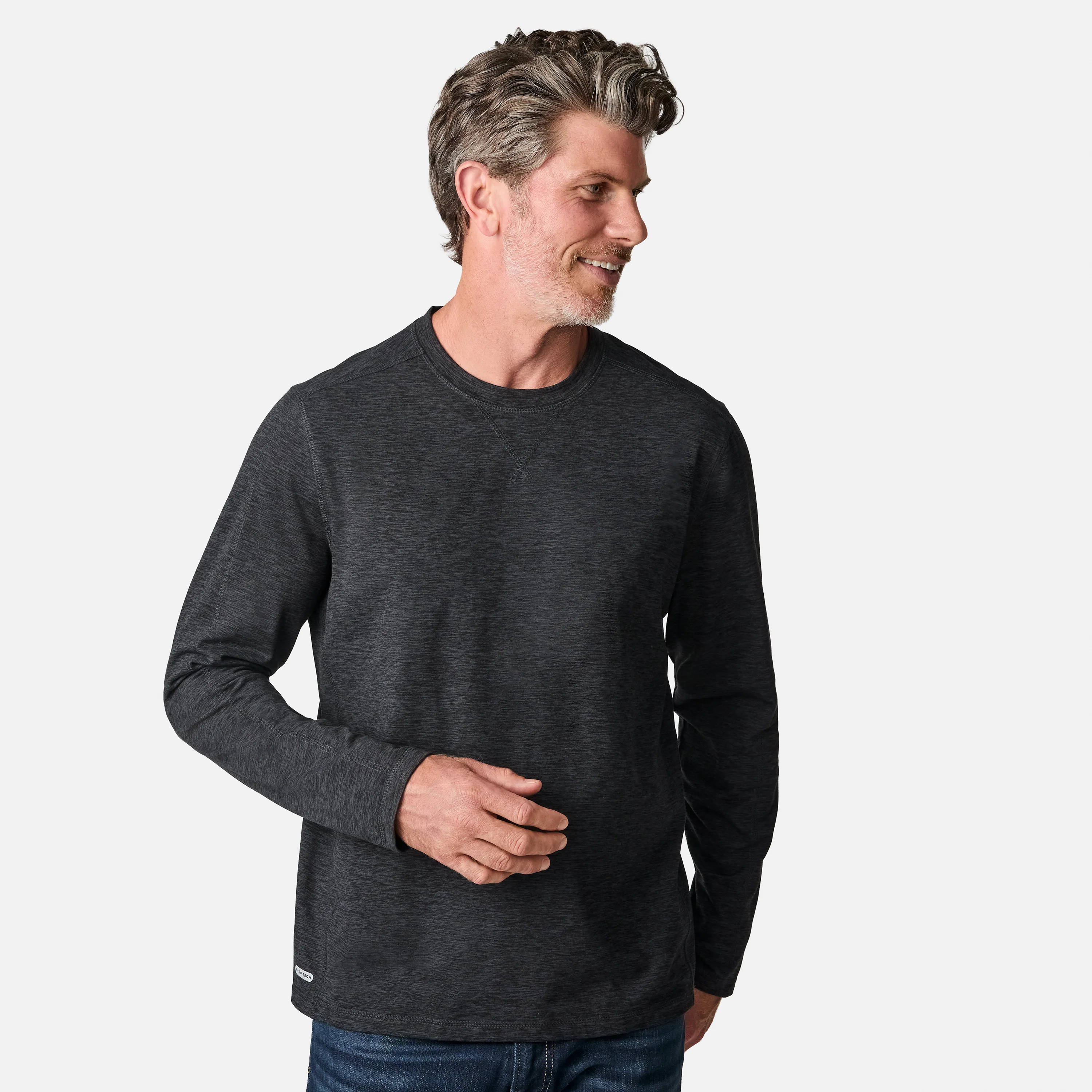 Men's FreeCycle® Sueded Spacedye Long Sleeve Crew Neck - Image 11