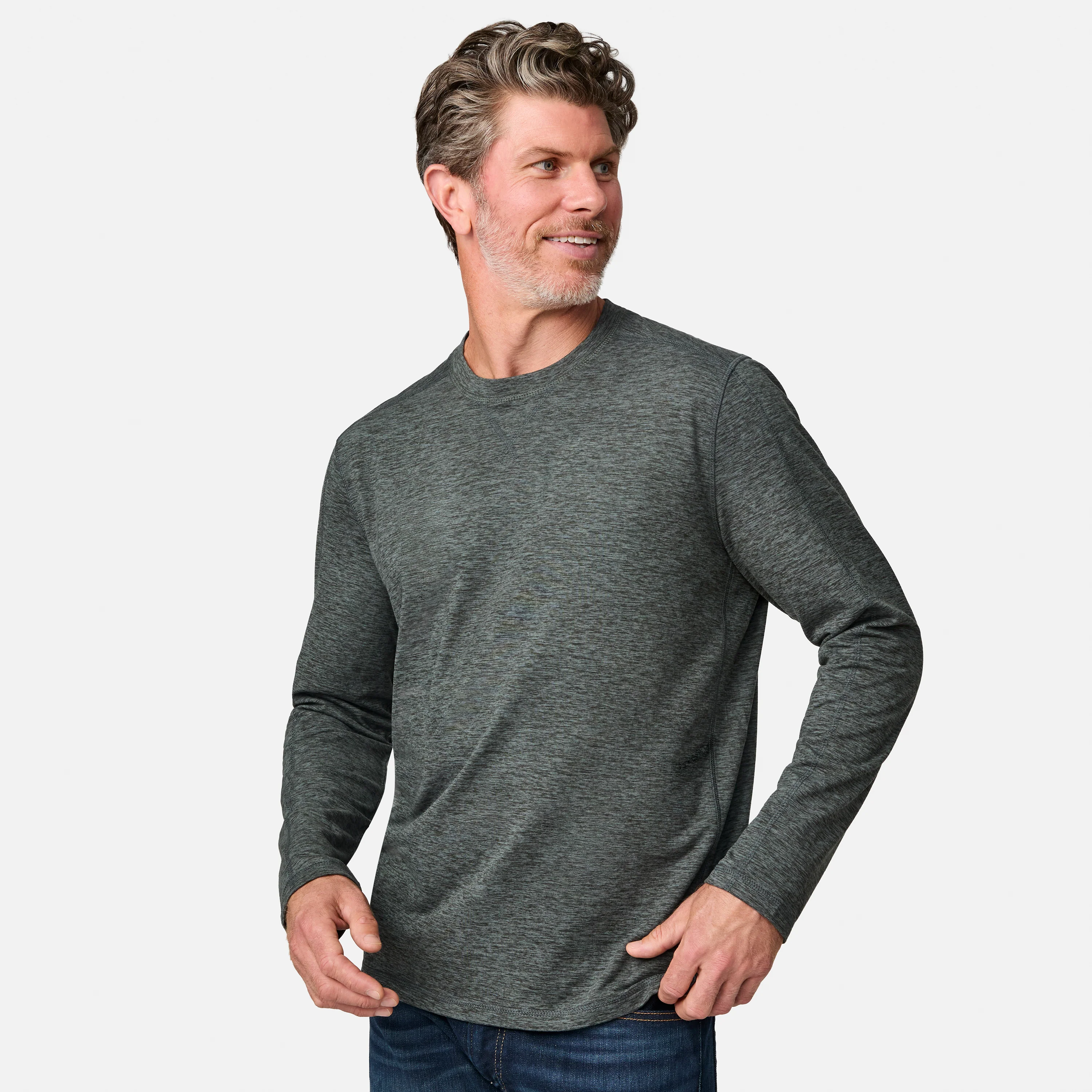 Men's FreeCycle® Sueded Spacedye Long Sleeve Crew Neck - Image 17