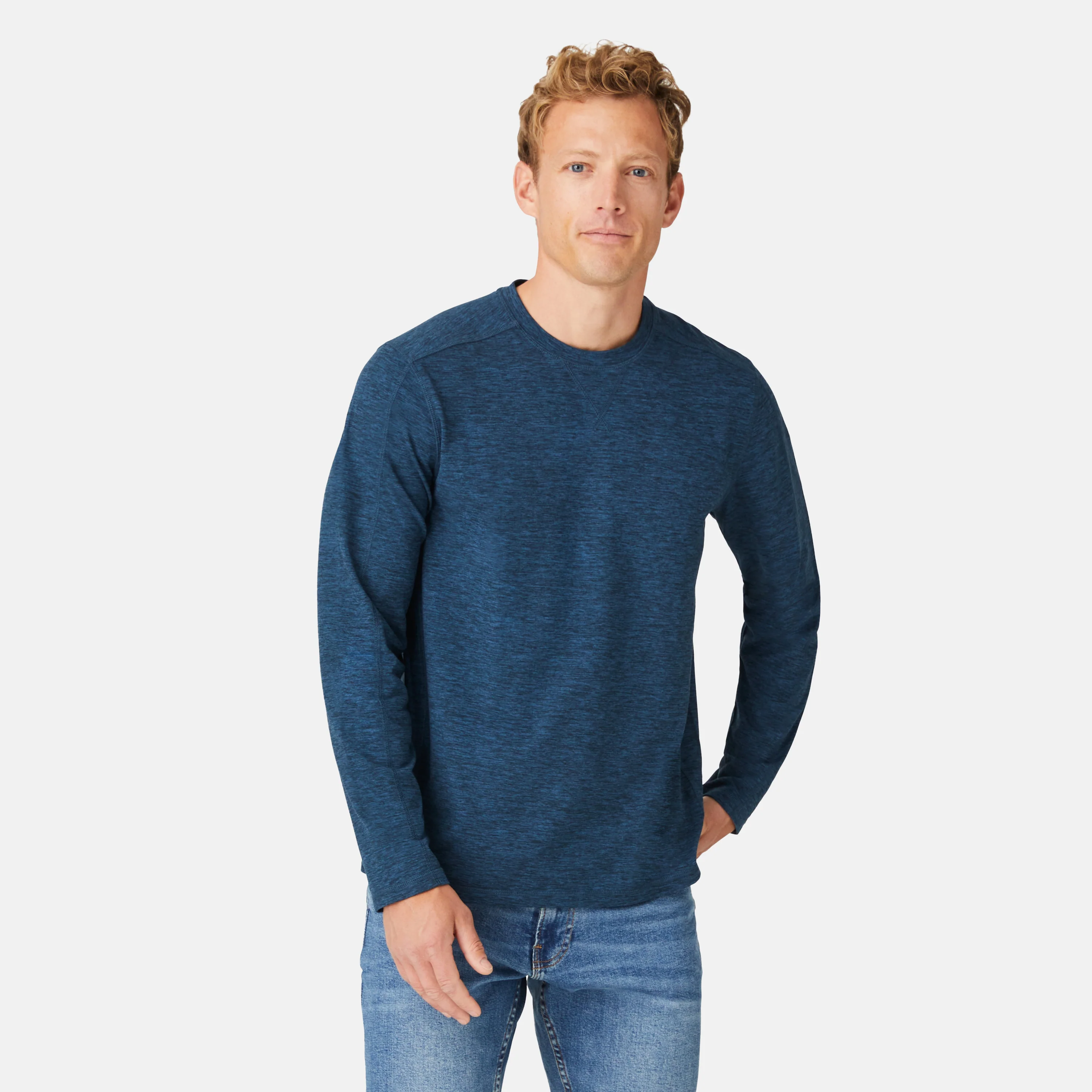 Men's FreeCycle® Sueded Spacedye Long Sleeve Crew Neck - Image 4