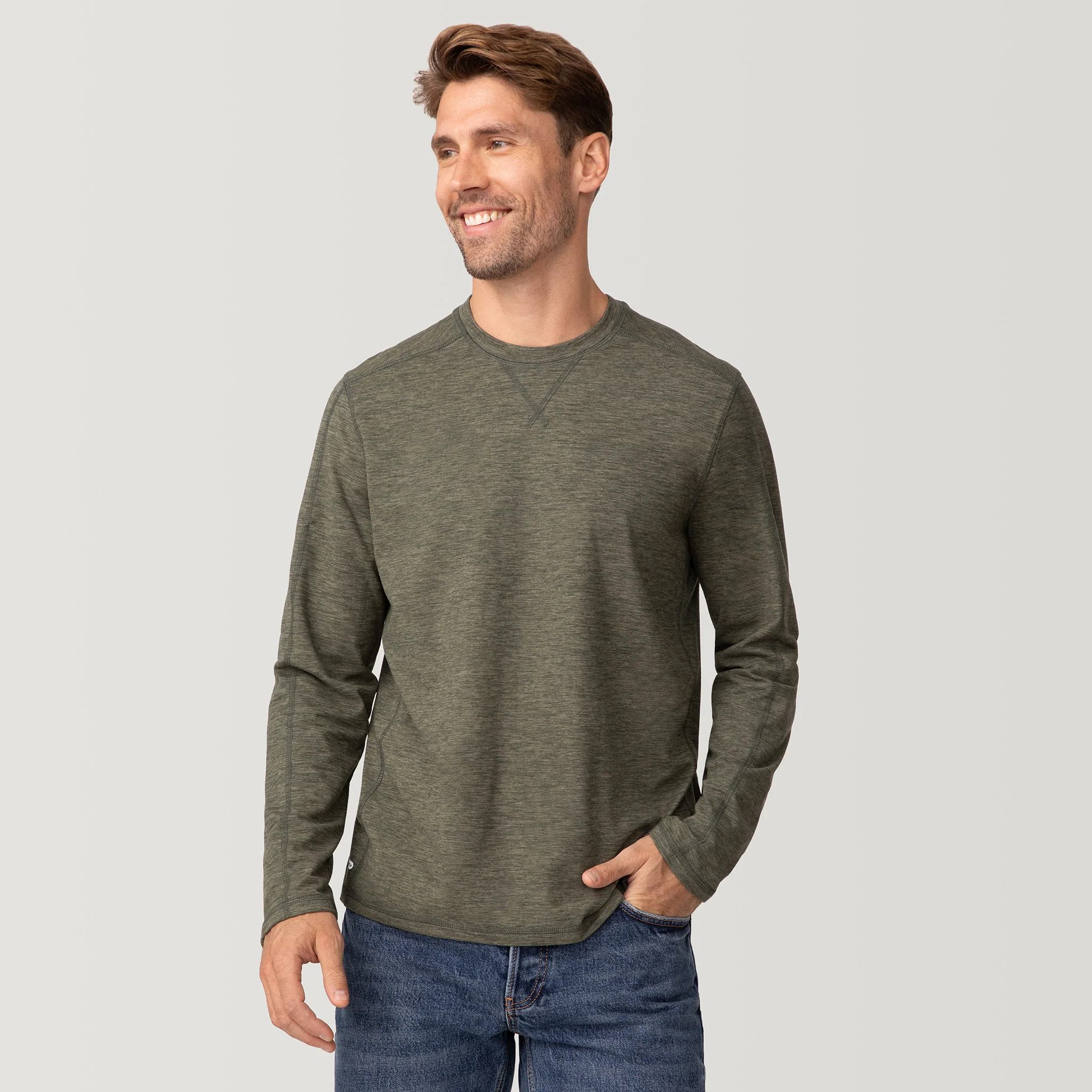 Men's FreeCycle® Sueded Spacedye Long Sleeve Crew Neck - Image 8