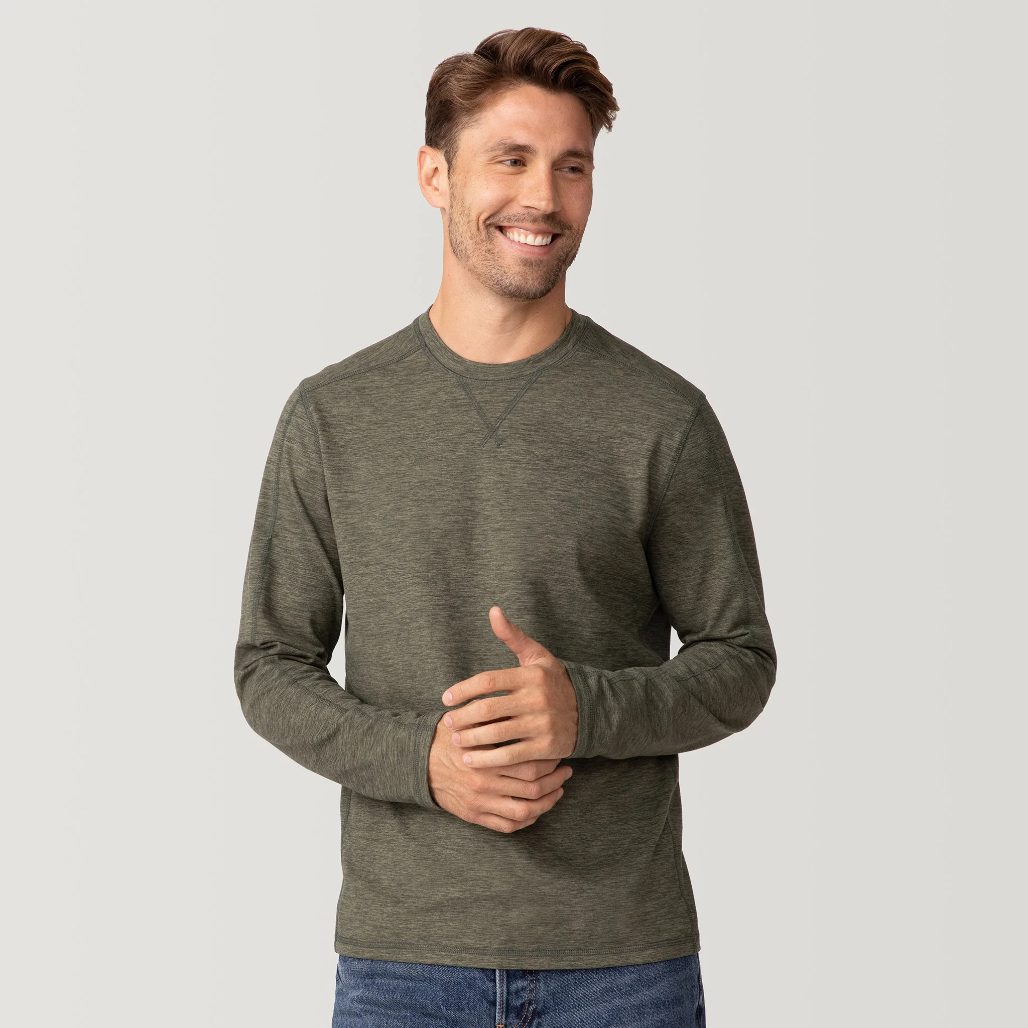 Men's FreeCycle® Sueded Spacedye Long Sleeve Crew Neck - Image 9