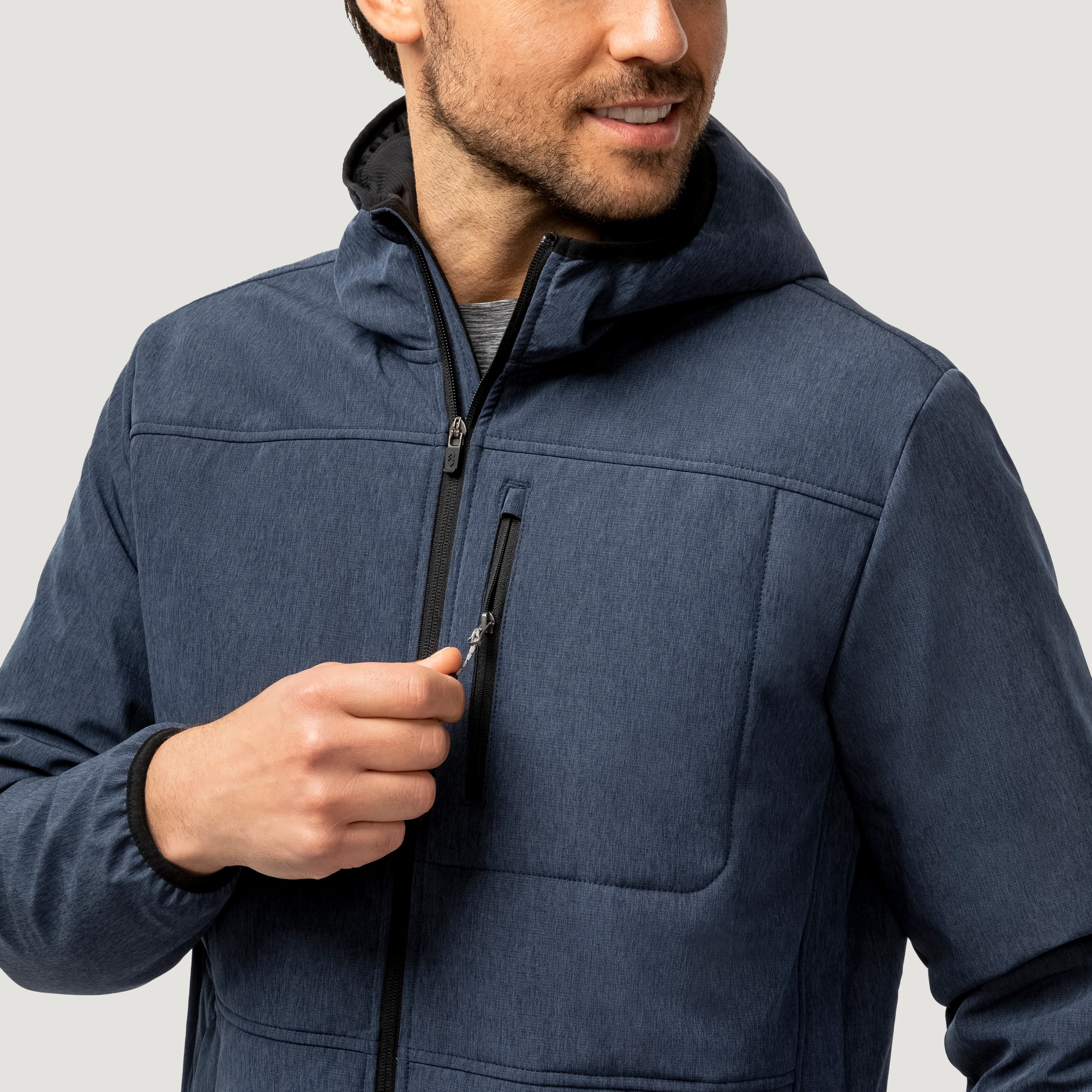 Men's Melange Stretch Full Zip Hoodie - Image 5