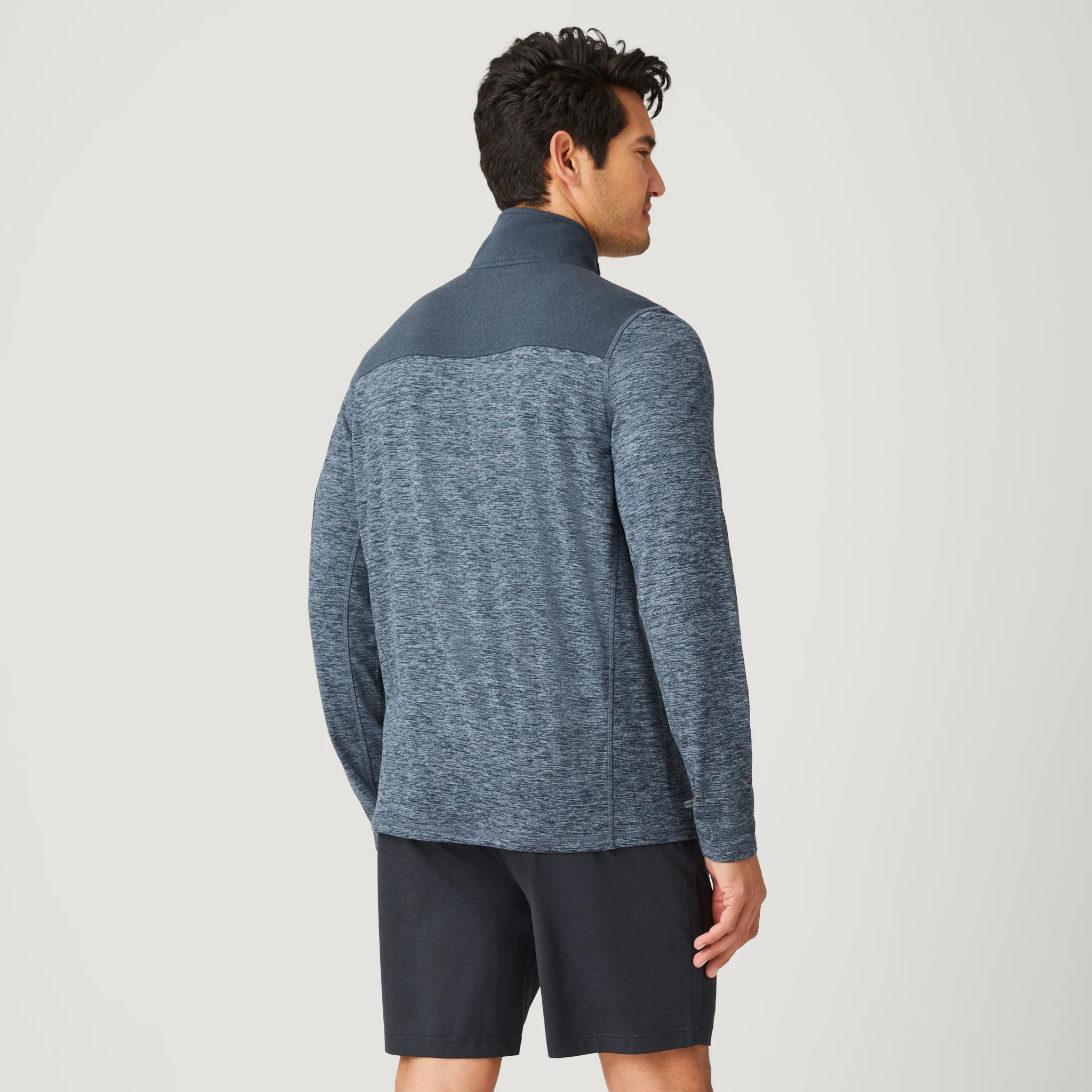 Men's Sueded Spacedye 1/2 Zip Colorblock Mock Neck Shirt - Image 11