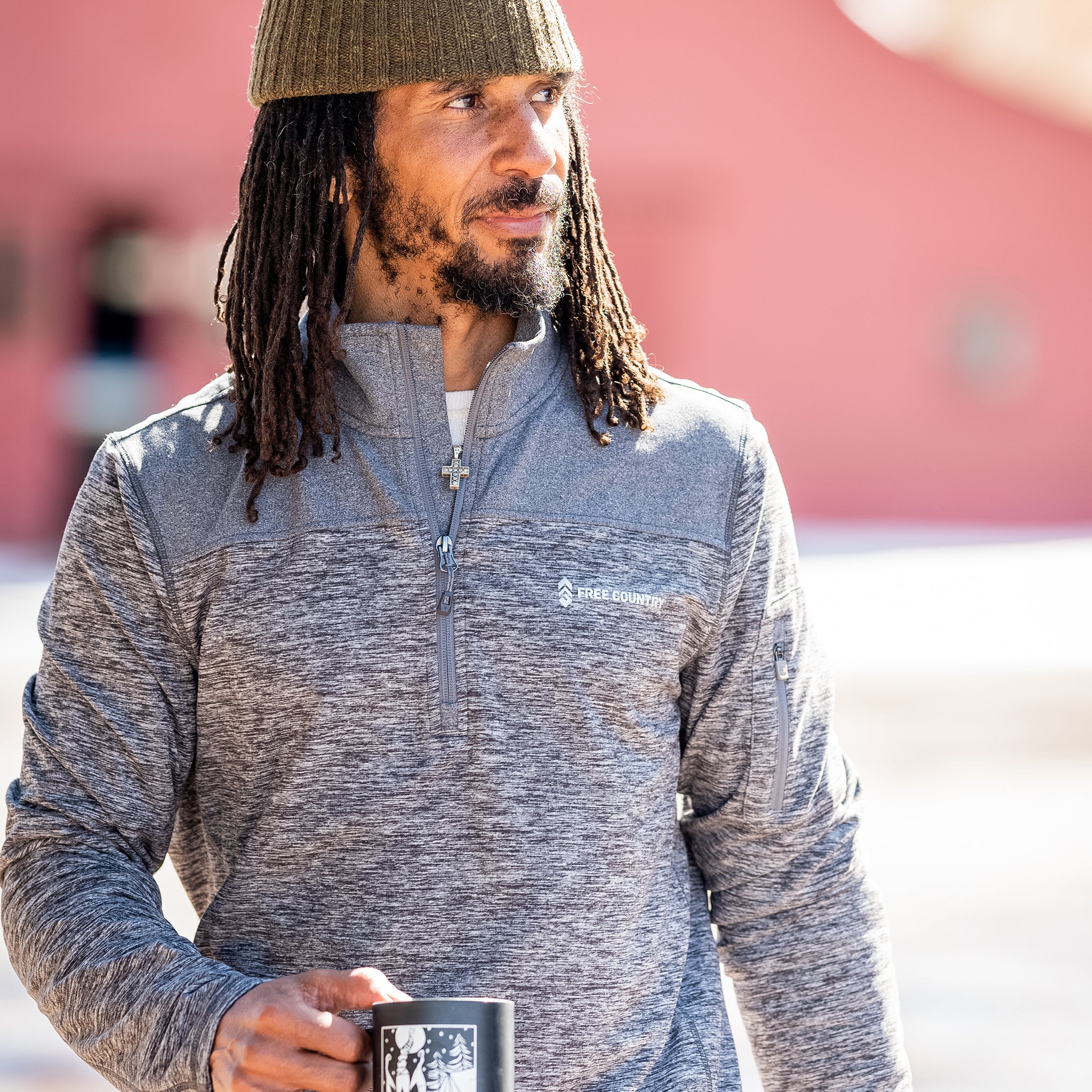 Men's Sueded Spacedye 1/2 Zip Colorblock Mock Neck Shirt - Image 13