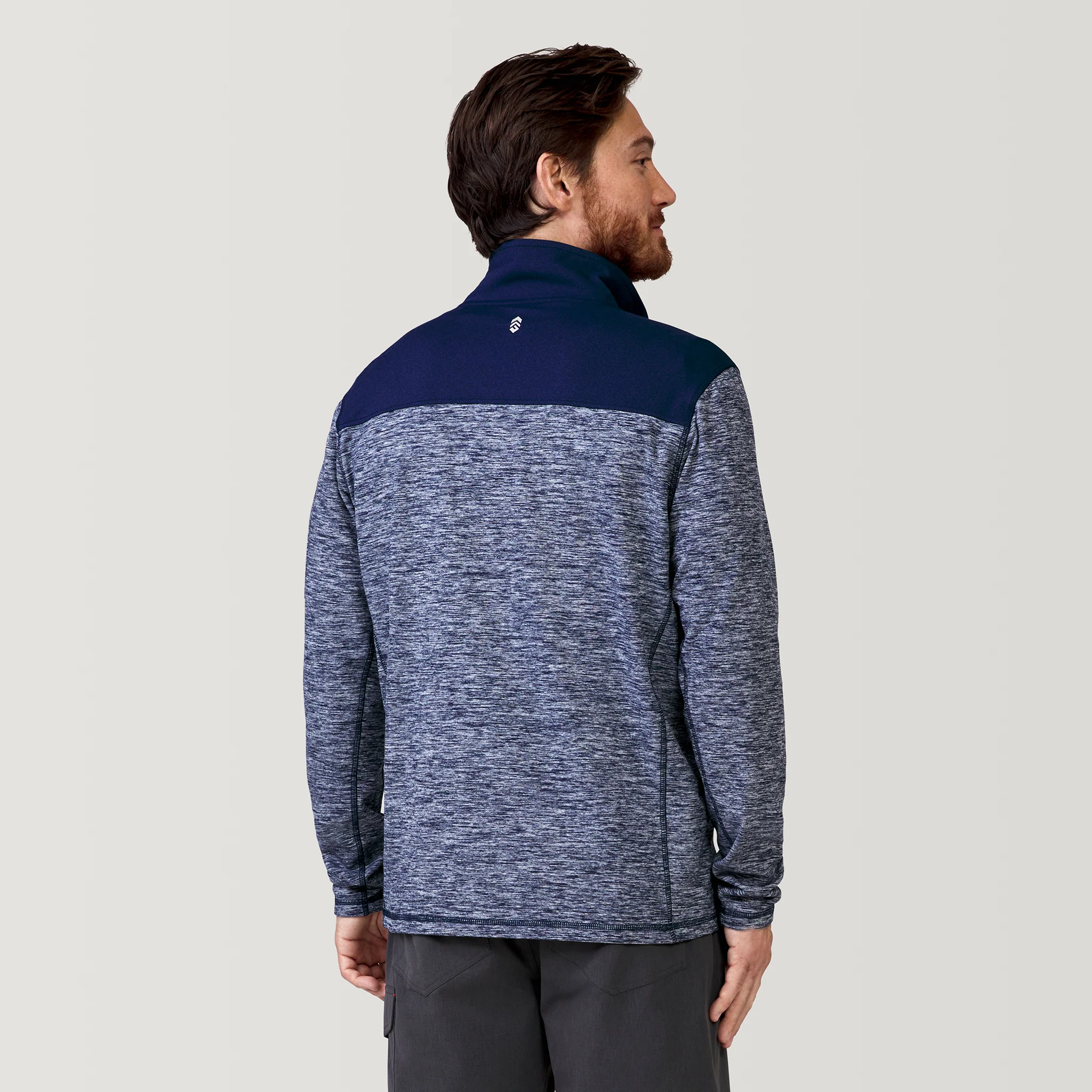 Men's Sueded Spacedye 1/2 Zip Colorblock Mock Neck Shirt - Image 17