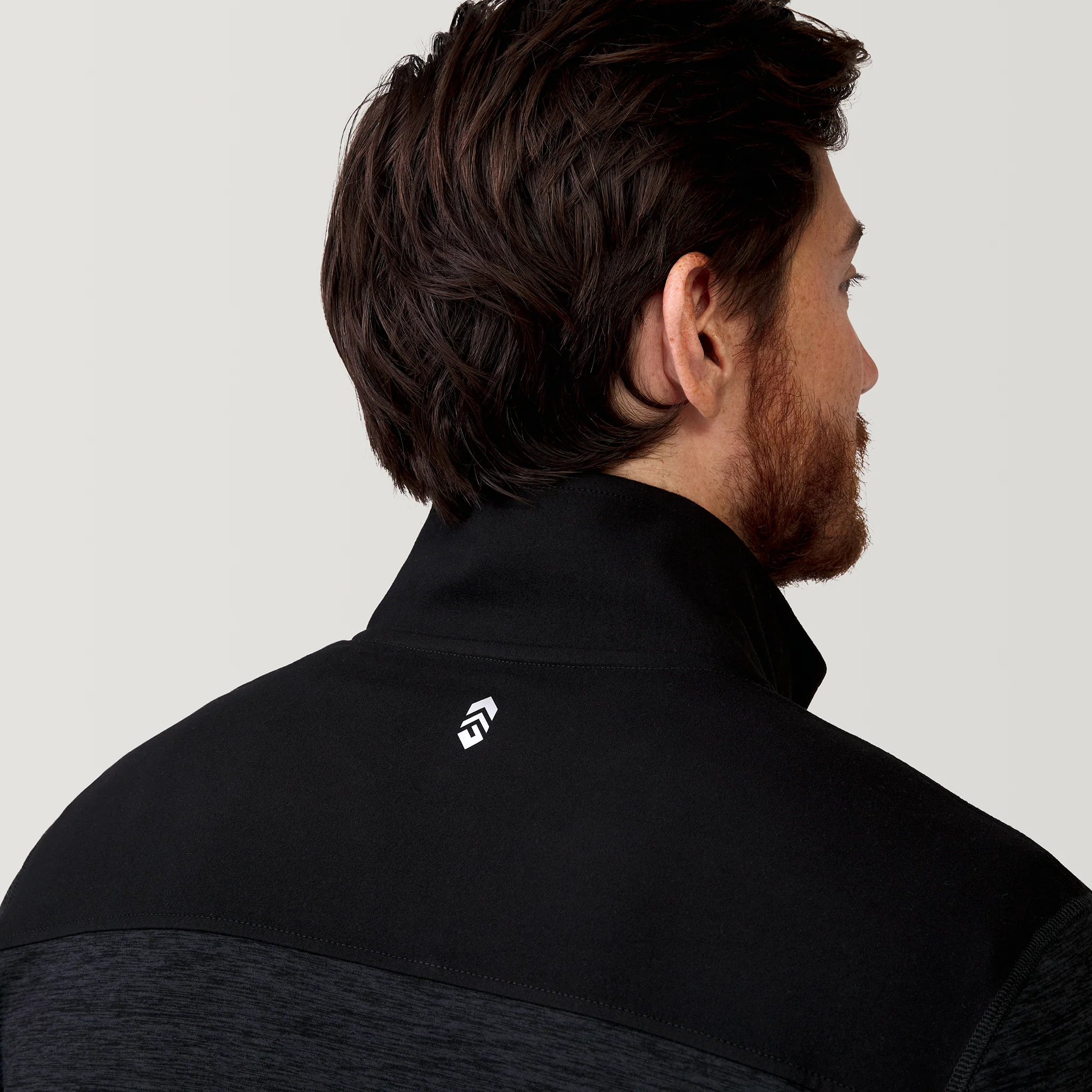 Men's Sueded Spacedye 1/2 Zip Colorblock Mock Neck Shirt - Image 3