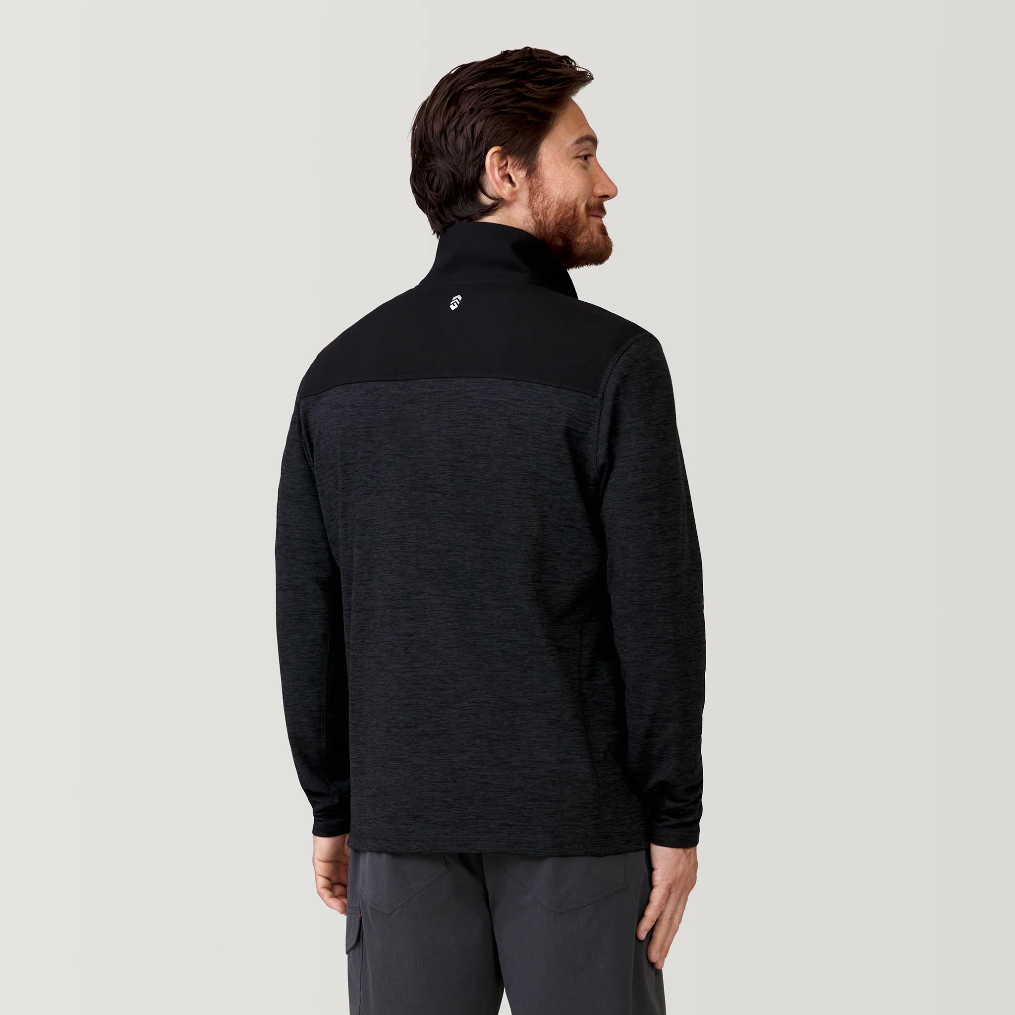 Men's Sueded Spacedye 1/2 Zip Colorblock Mock Neck Shirt - Image 4