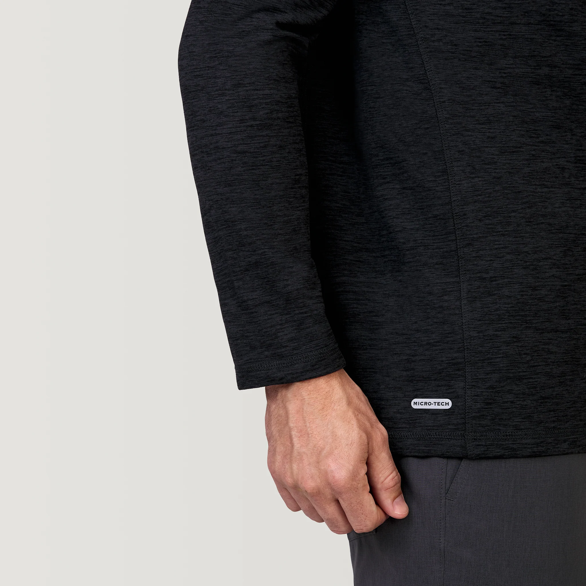 Men's Sueded Spacedye 1/2 Zip Colorblock Mock Neck Shirt - Image 5