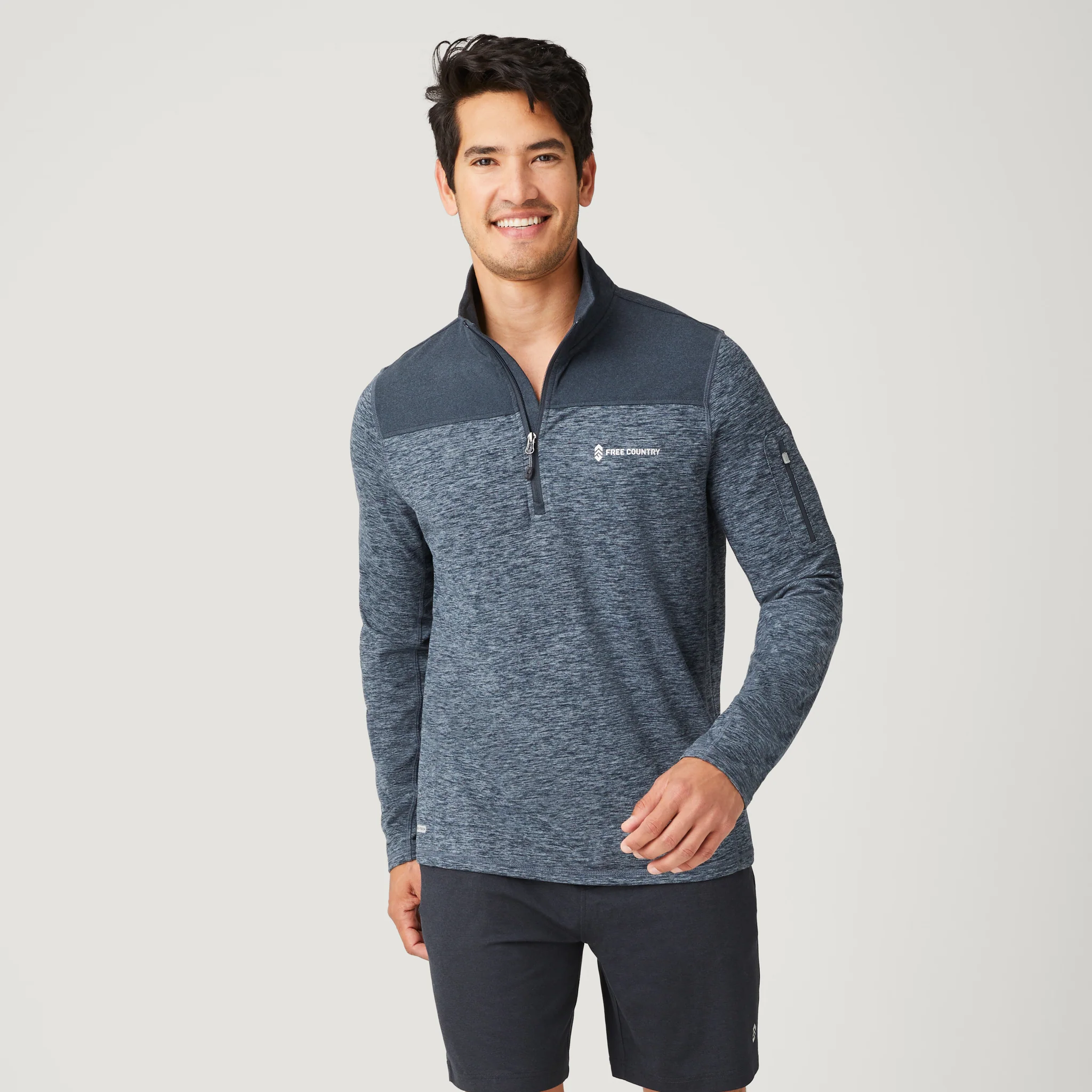 Men's Sueded Spacedye 1/2 Zip Colorblock Mock Neck Shirt - Image 6