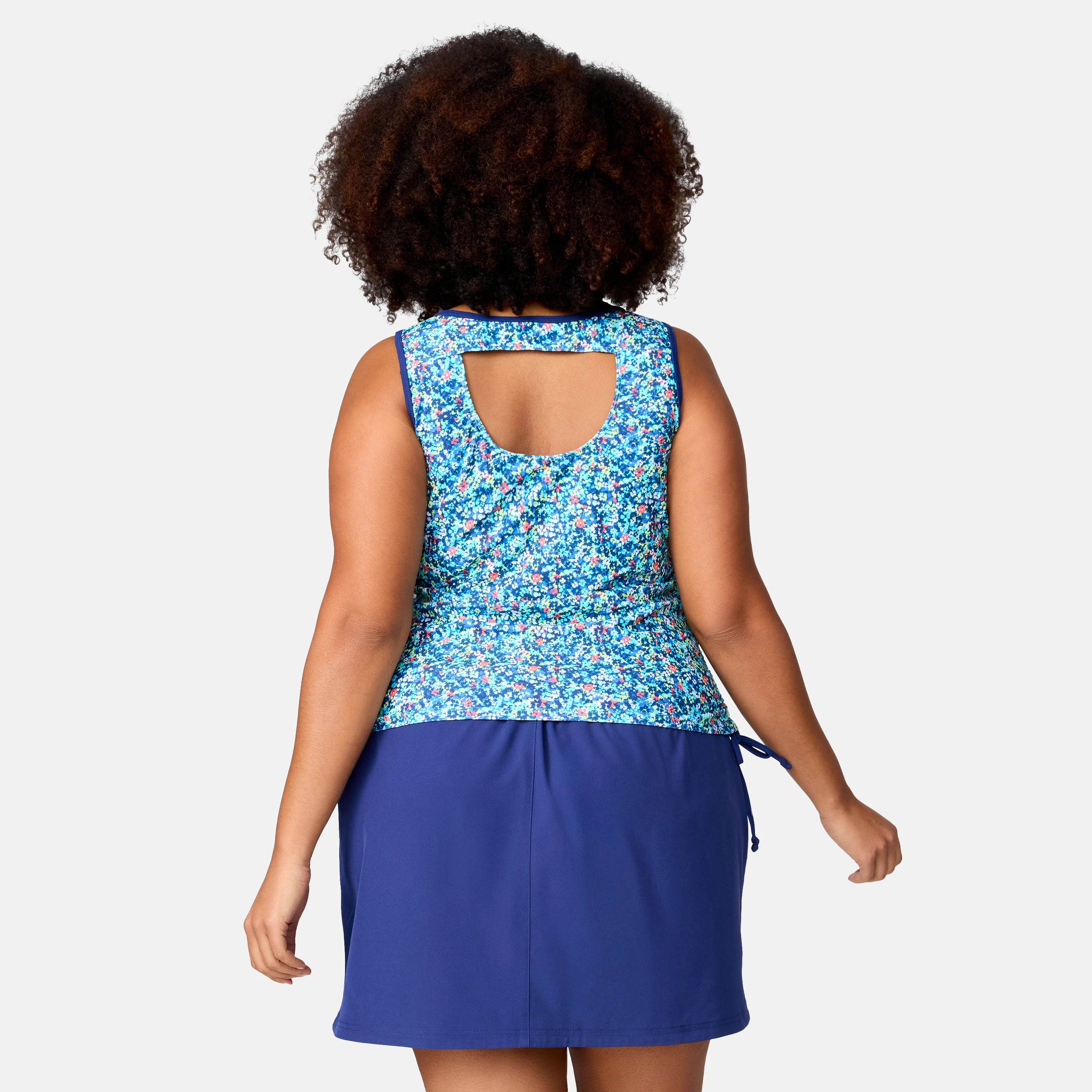 Women's Plus Size Seaside Petals Full Side Shirring Tankini Top - Image 5