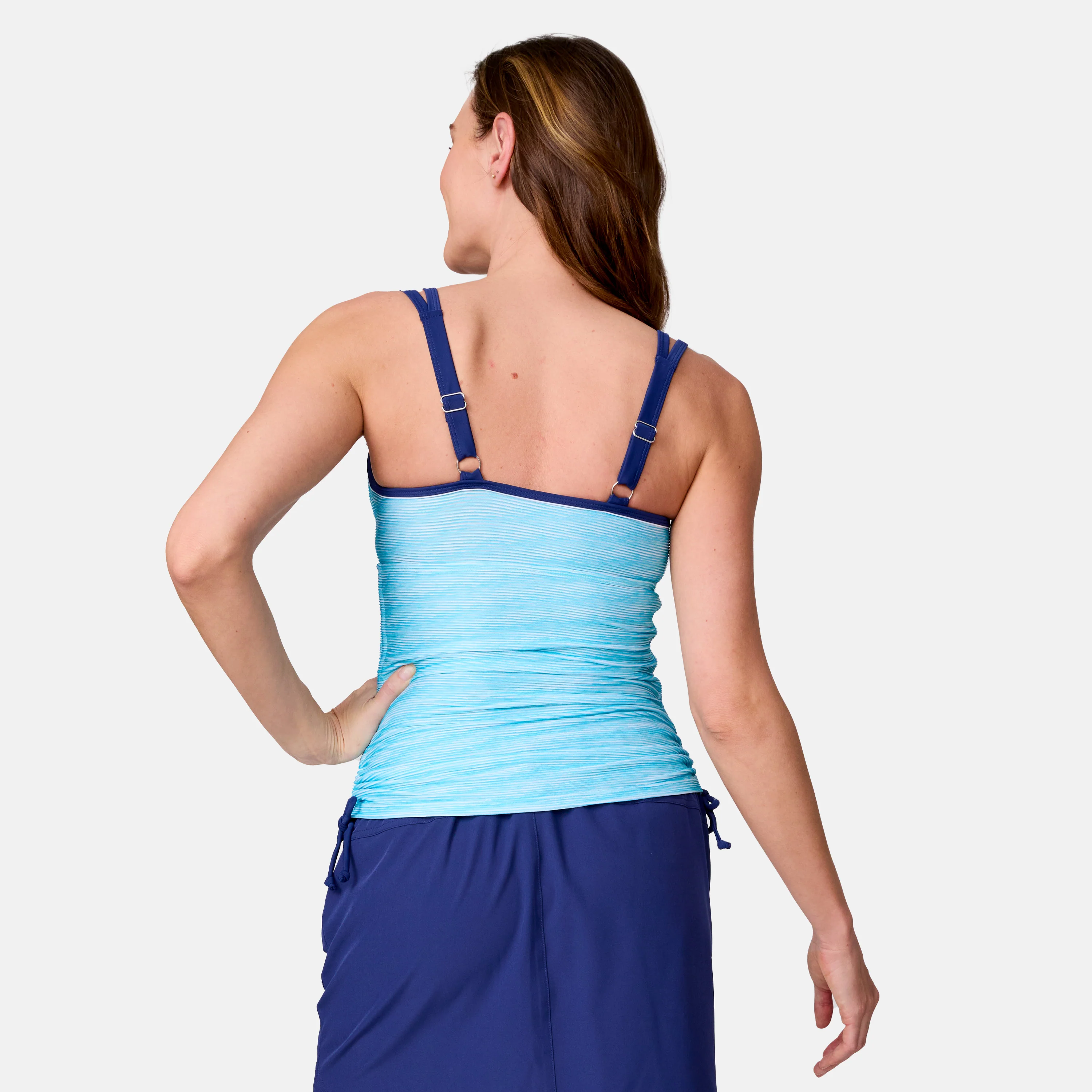 Women's Textured Stripe Double Strap Tankini Top - Image 5