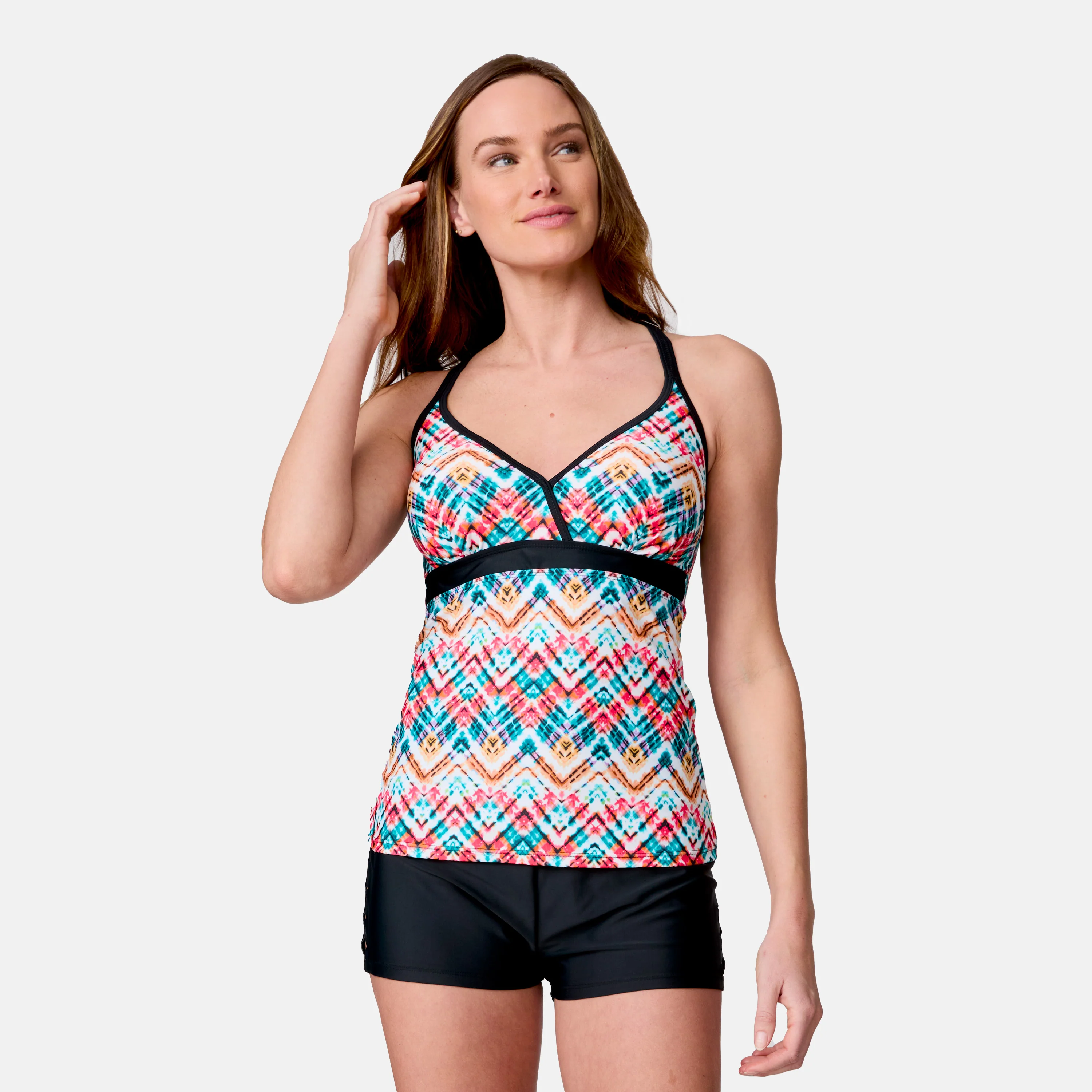 Women's Zigzag Zest Macrame Back Tankini Top - Image 3
